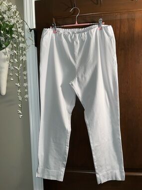 Soft Surroundings White Elastic-Waist Straight Leg Pants